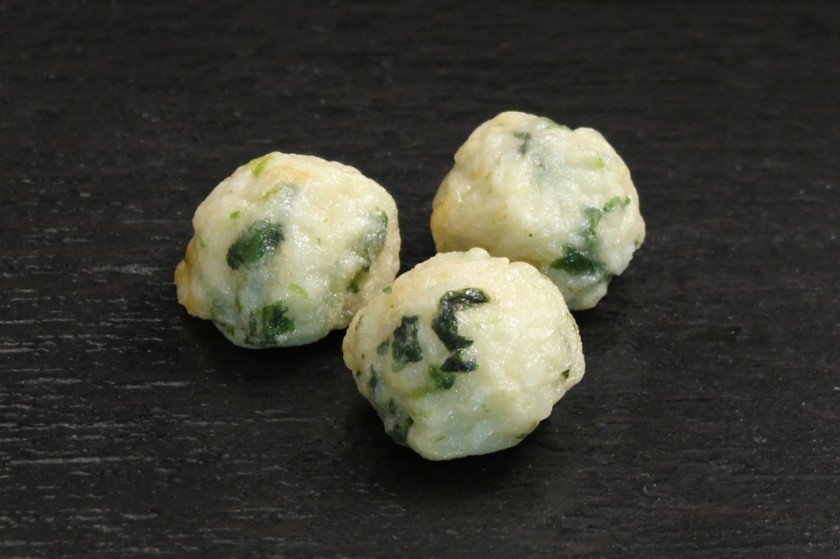 国産菜花と柚子のつみれ揚げ