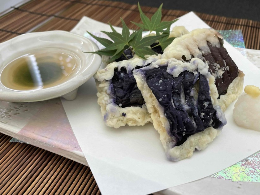 自然解凍OK　なす天ぷら(飾切)