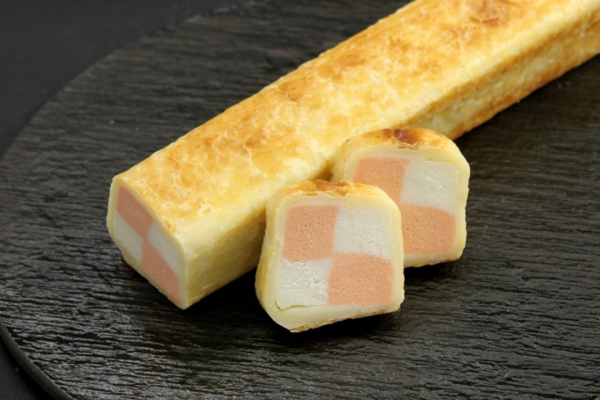 ホタテとサーモンの市松パイ包み